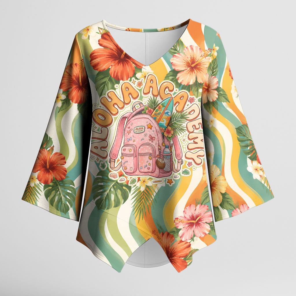 Hawaii Aloha Academy Back To School Kimono Sleeve Blouse Sea Turtle Tropical Hibiscus Flowers Retro Psychedelic TS04 Female Orange Green - Polynesian Pride