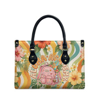 Hawaii Aloha Academy Back To School Leather Bag Sea Turtle Tropical Hibiscus Flowers Retro Psychedelic TS04 - Polynesian Pride