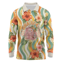 Hawaii Aloha Academy Back To School Long Sleeve Polo Shirt Sea Turtle Tropical Hibiscus Flowers Retro Psychedelic TS04 Orange Green - Polynesian Pride