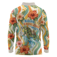 Hawaii Aloha Academy Back To School Long Sleeve Polo Shirt Sea Turtle Tropical Hibiscus Flowers Retro Psychedelic TS04 - Polynesian Pride