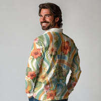 Hawaii Aloha Academy Back To School Long Sleeve Polo Shirt Sea Turtle Tropical Hibiscus Flowers Retro Psychedelic TS04 - Polynesian Pride
