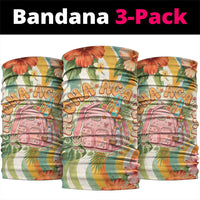 Hawaii Aloha Academy Back To School Neck Gaiter Sea Turtle Tropical Hibiscus Flowers Retro Psychedelic TS04 package One Size: 25*50cm Orange Green - Polynesian Pride