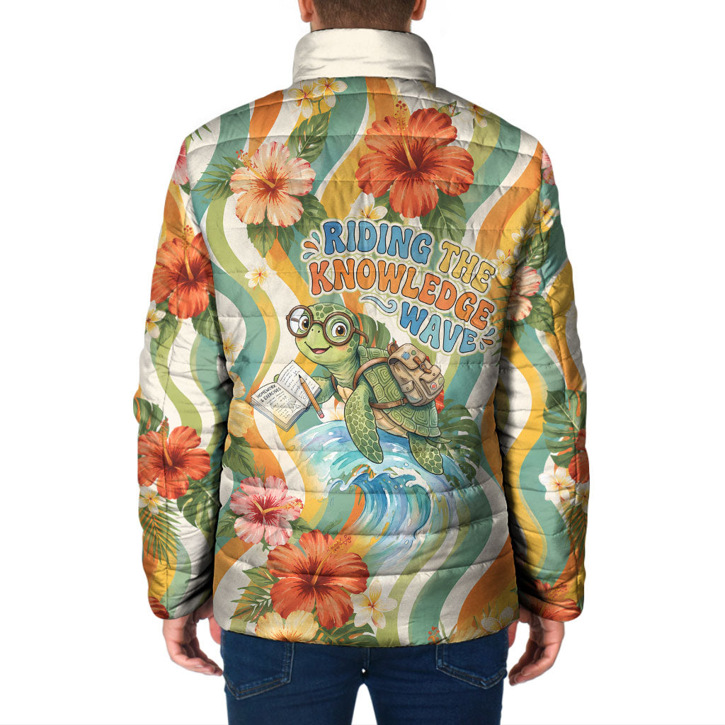 Hawaii Aloha Academy Back To School Padded Jacket Sea Turtle Tropical Hibiscus Flowers Retro Psychedelic TS04 - Polynesian Pride