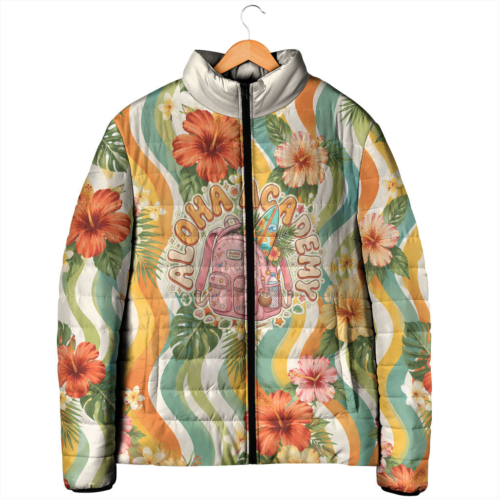 Hawaii Aloha Academy Back To School Padded Jacket Sea Turtle Tropical Hibiscus Flowers Retro Psychedelic TS04 - Polynesian Pride
