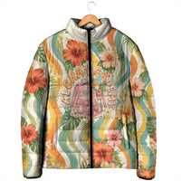 Hawaii Aloha Academy Back To School Padded Jacket Sea Turtle Tropical Hibiscus Flowers Retro Psychedelic TS04 - Polynesian Pride
