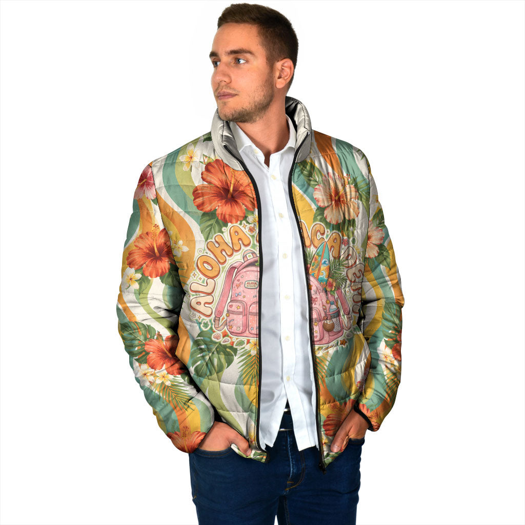 Hawaii Aloha Academy Back To School Padded Jacket Sea Turtle Tropical Hibiscus Flowers Retro Psychedelic TS04 - Polynesian Pride