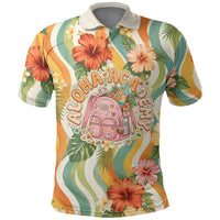 Hawaii Aloha Academy Back To School Polo Shirt Sea Turtle Tropical Hibiscus Flowers Retro Psychedelic TS04 Orange Green - Polynesian Pride