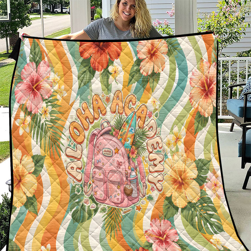 Hawaii Aloha Academy Back To School Quilt Sea Turtle Tropical Hibiscus Flowers Retro Psychedelic TS04 Orange Green - Polynesian Pride