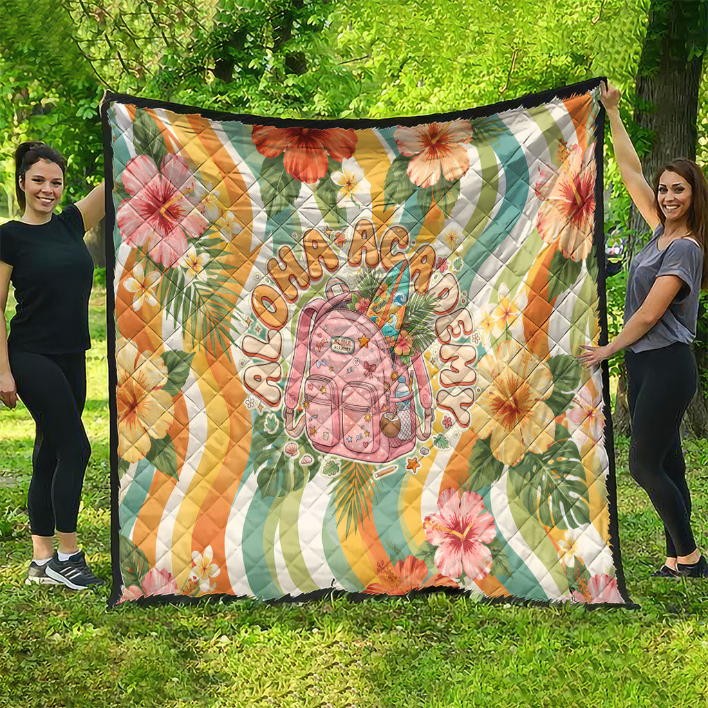 Hawaii Aloha Academy Back To School Quilt Sea Turtle Tropical Hibiscus Flowers Retro Psychedelic TS04 - Polynesian Pride