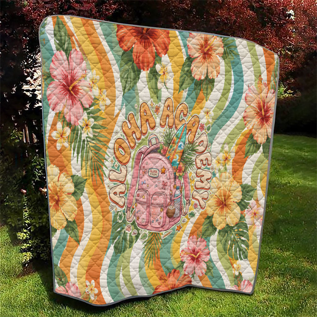Hawaii Aloha Academy Back To School Quilt Sea Turtle Tropical Hibiscus Flowers Retro Psychedelic TS04 - Polynesian Pride