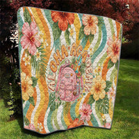Hawaii Aloha Academy Back To School Quilt Sea Turtle Tropical Hibiscus Flowers Retro Psychedelic TS04 - Polynesian Pride