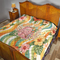 Hawaii Aloha Academy Back To School Quilt Sea Turtle Tropical Hibiscus Flowers Retro Psychedelic TS04 - Polynesian Pride