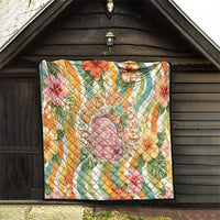 Hawaii Aloha Academy Back To School Quilt Sea Turtle Tropical Hibiscus Flowers Retro Psychedelic TS04 - Polynesian Pride