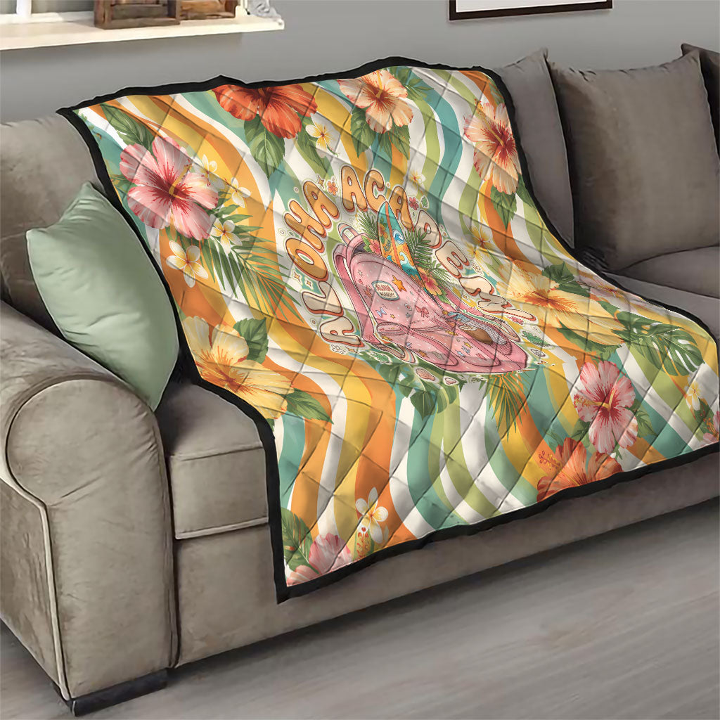 Hawaii Aloha Academy Back To School Quilt Sea Turtle Tropical Hibiscus Flowers Retro Psychedelic TS04 - Polynesian Pride