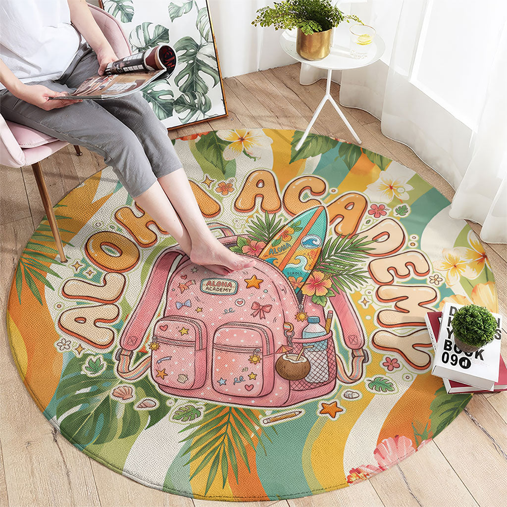 Hawaii Aloha Academy Back To School Round Carpet Sea Turtle Tropical Hibiscus Flowers Retro Psychedelic TS04 - Polynesian Pride