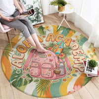Hawaii Aloha Academy Back To School Round Carpet Sea Turtle Tropical Hibiscus Flowers Retro Psychedelic TS04 - Polynesian Pride