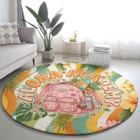 Hawaii Aloha Academy Back To School Round Carpet Sea Turtle Tropical Hibiscus Flowers Retro Psychedelic TS04 - Polynesian Pride