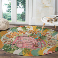 Hawaii Aloha Academy Back To School Round Carpet Sea Turtle Tropical Hibiscus Flowers Retro Psychedelic TS04 - Polynesian Pride