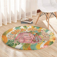 Hawaii Aloha Academy Back To School Round Carpet Sea Turtle Tropical Hibiscus Flowers Retro Psychedelic TS04 - Polynesian Pride