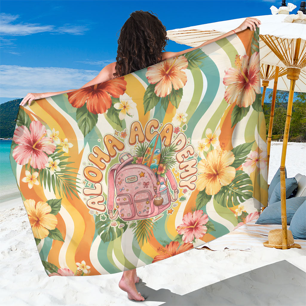 Hawaii Aloha Academy Back To School Sarong Sea Turtle Tropical Hibiscus Flowers Retro Psychedelic TS04 One Size 44 x 66 inches Orange Green - Polynesian Pride
