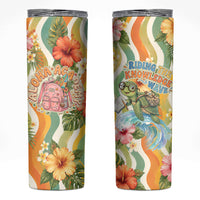 Hawaii Aloha Academy Back To School Skinny Tumbler Sea Turtle Tropical Hibiscus Flowers Retro Psychedelic TS04 Orange Green - Polynesian Pride