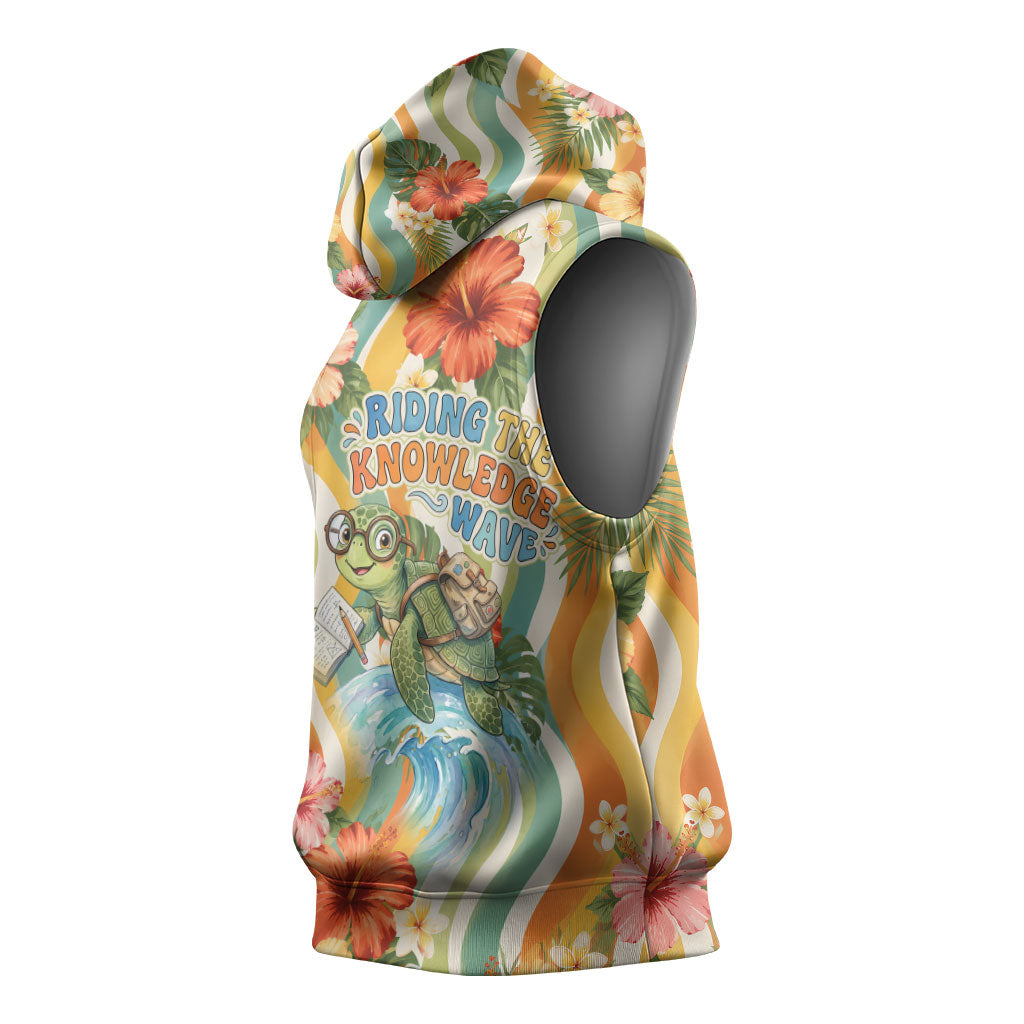 Hawaii Aloha Academy Back To School Sleeveless Hoodie Sea Turtle Tropical Hibiscus Flowers Retro Psychedelic TS04 - Polynesian Pride