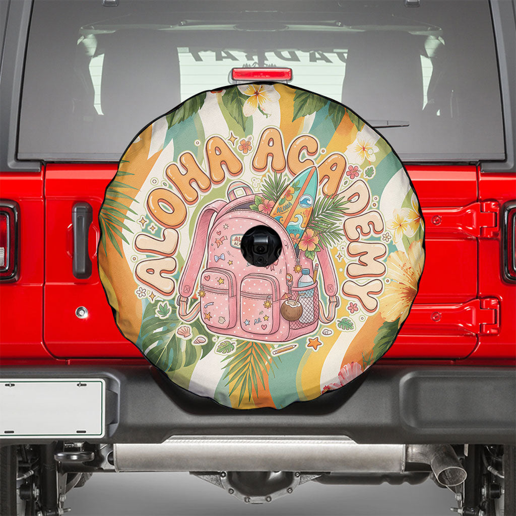Hawaii Aloha Academy Back To School Spare Tire Cover Sea Turtle Tropical Hibiscus Flowers Retro Psychedelic TS04 - Polynesian Pride