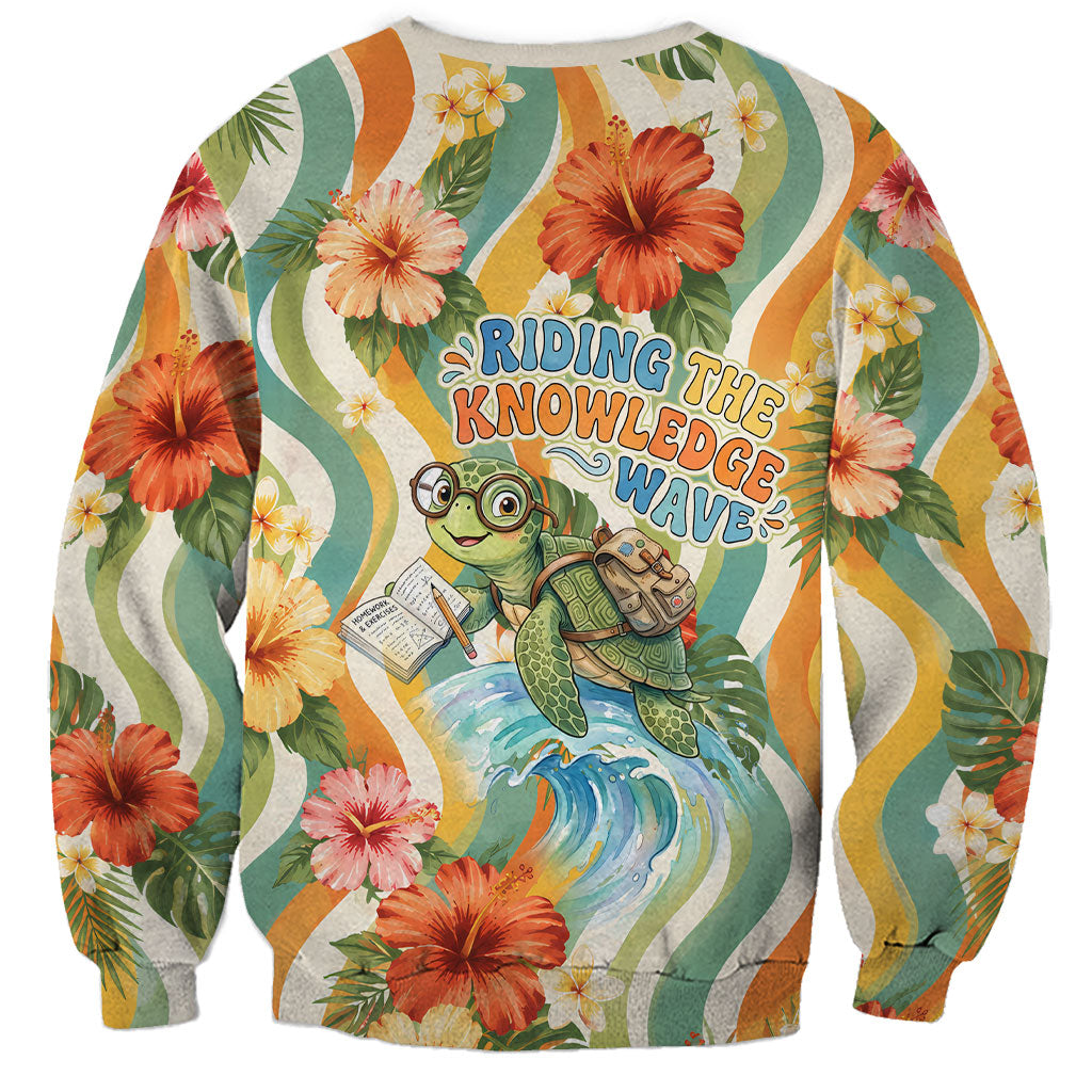 Hawaii Aloha Academy Back To School Sweatshirt Sea Turtle Tropical Hibiscus Flowers Retro Psychedelic TS04 - Polynesian Pride