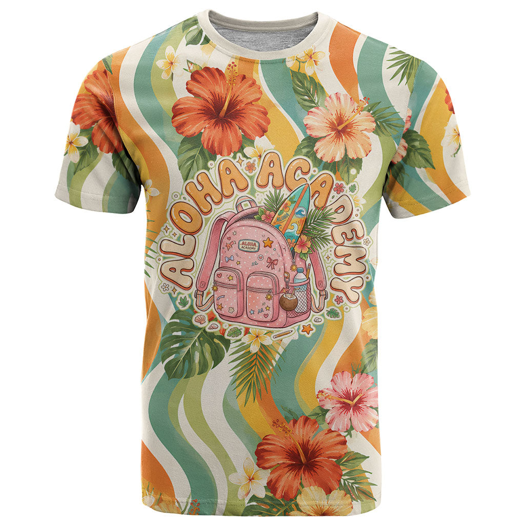 Hawaii Aloha Academy Back To School T Shirt Sea Turtle Tropical Hibiscus Flowers Retro Psychedelic TS04 Orange Green - Polynesian Pride