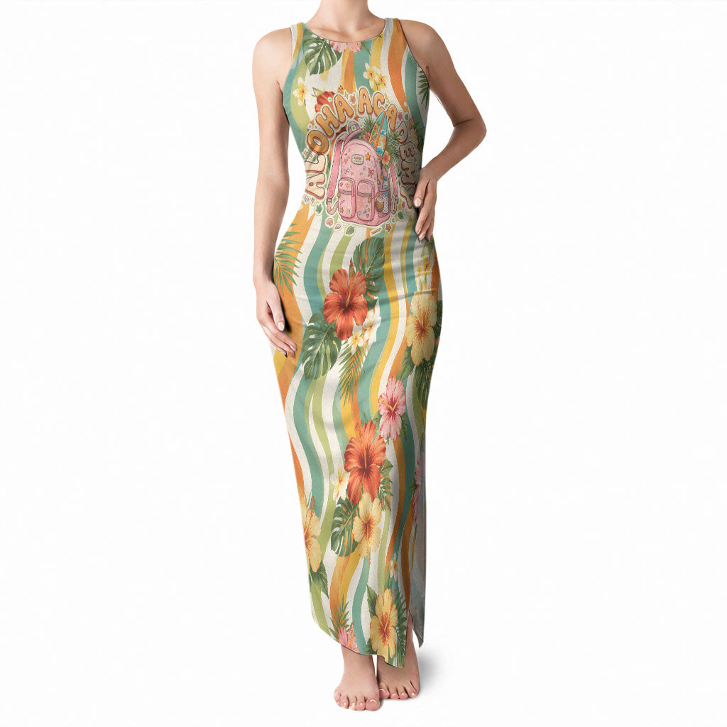 Hawaii Aloha Academy Back To School Tank Maxi Dress Sea Turtle Tropical Hibiscus Flowers Retro Psychedelic TS04 Women Orange Green - Polynesian Pride