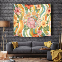 Hawaii Aloha Academy Back To School Tapestry Sea Turtle Tropical Hibiscus Flowers Retro Psychedelic TS04 Orange Green - Polynesian Pride
