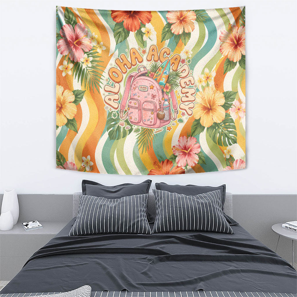 Hawaii Aloha Academy Back To School Tapestry Sea Turtle Tropical Hibiscus Flowers Retro Psychedelic TS04 - Polynesian Pride