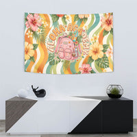 Hawaii Aloha Academy Back To School Tapestry Sea Turtle Tropical Hibiscus Flowers Retro Psychedelic TS04 - Polynesian Pride