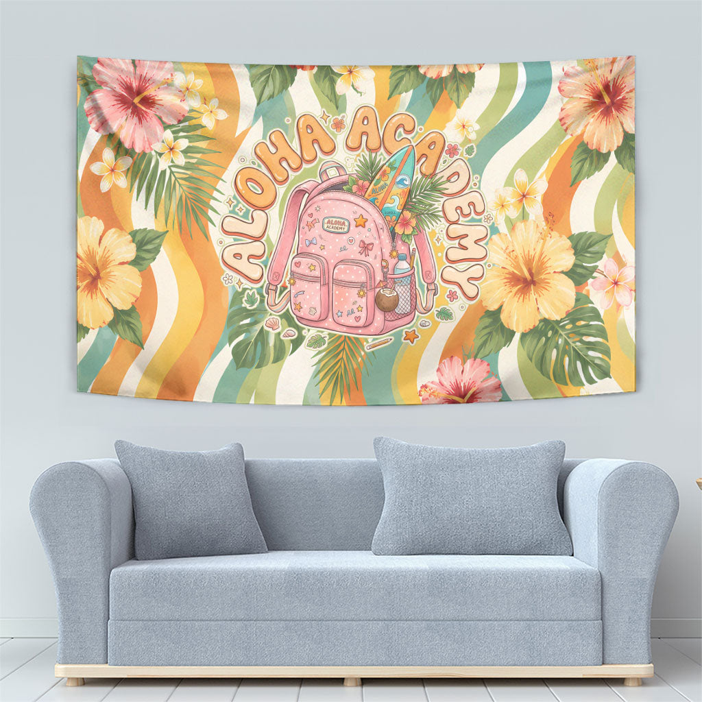 Hawaii Aloha Academy Back To School Tapestry Sea Turtle Tropical Hibiscus Flowers Retro Psychedelic TS04 - Polynesian Pride