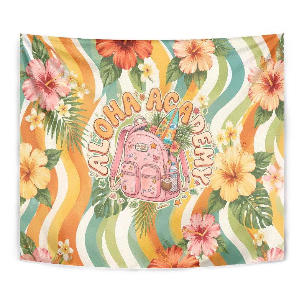 Hawaii Aloha Academy Back To School Tapestry Sea Turtle Tropical Hibiscus Flowers Retro Psychedelic TS04 - Polynesian Pride