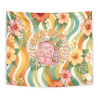 Hawaii Aloha Academy Back To School Tapestry Sea Turtle Tropical Hibiscus Flowers Retro Psychedelic TS04 - Polynesian Pride