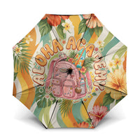 Hawaii Aloha Academy Back To School Umbrella Sea Turtle Tropical Hibiscus Flowers Retro Psychedelic TS04 One Size Folded 11.42 inch Opened Diameter 37.4 inch Orange Green - Polynesian Pride