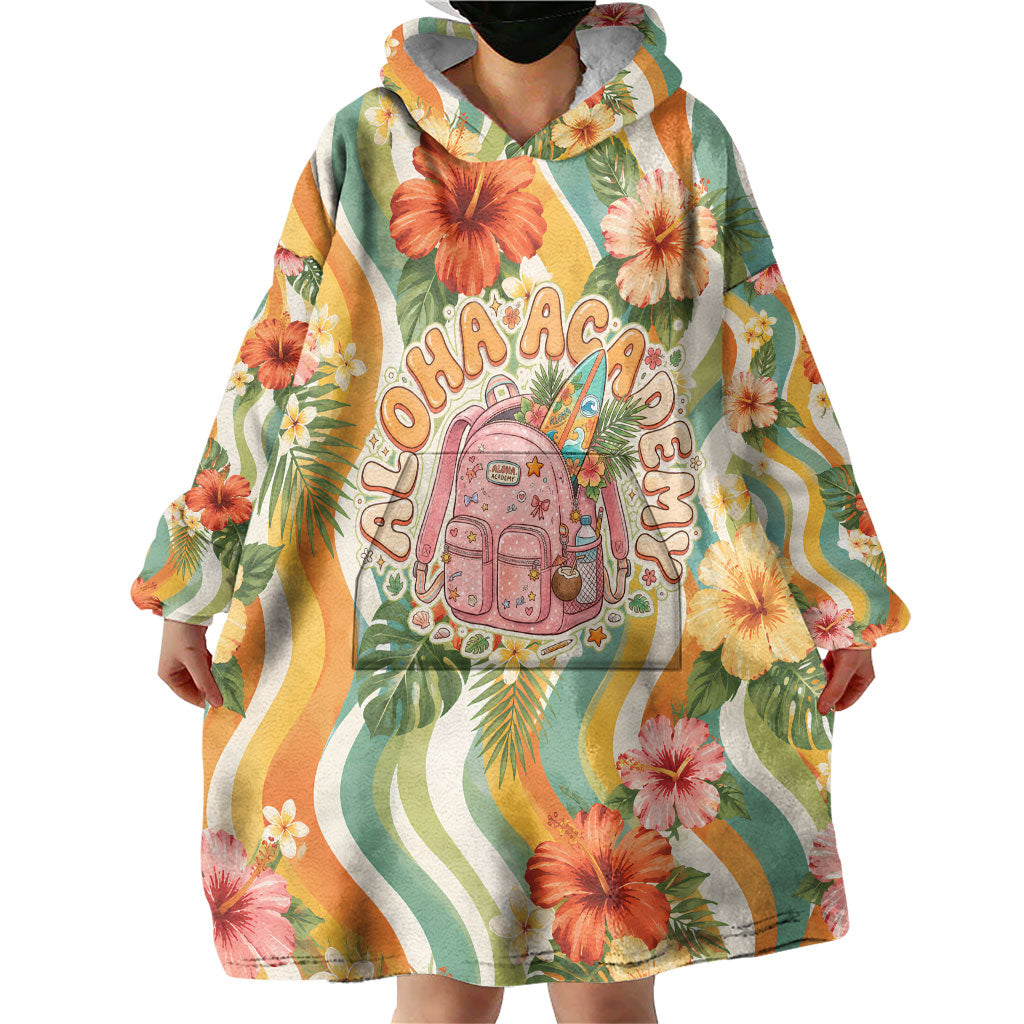 Hawaii Aloha Academy Back To School Wearable Blanket Hoodie Sea Turtle Tropical Hibiscus Flowers Retro Psychedelic TS04 - Polynesian Pride