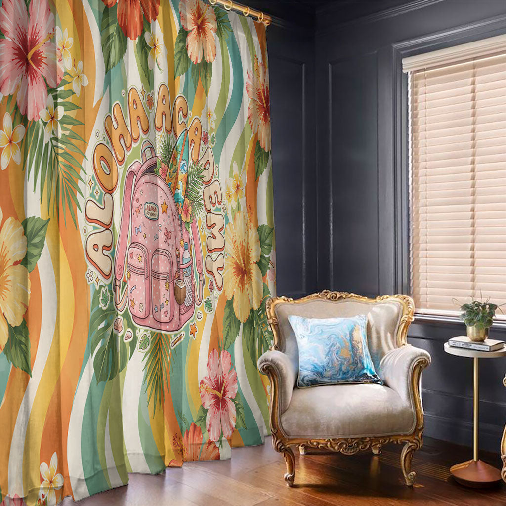 Hawaii Aloha Academy Back To School Window Curtain Sea Turtle Tropical Hibiscus Flowers Retro Psychedelic TS04 - Polynesian Pride