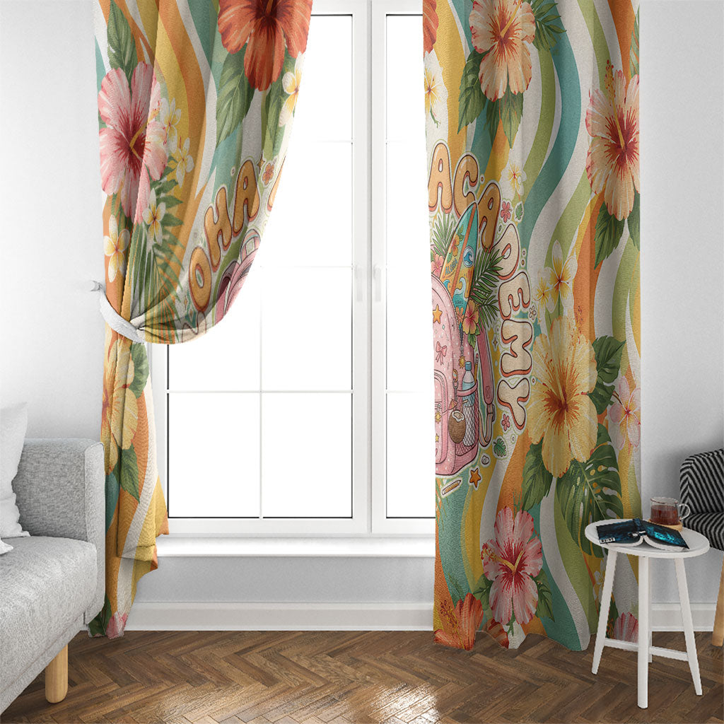 Hawaii Aloha Academy Back To School Window Curtain Sea Turtle Tropical Hibiscus Flowers Retro Psychedelic TS04 - Polynesian Pride