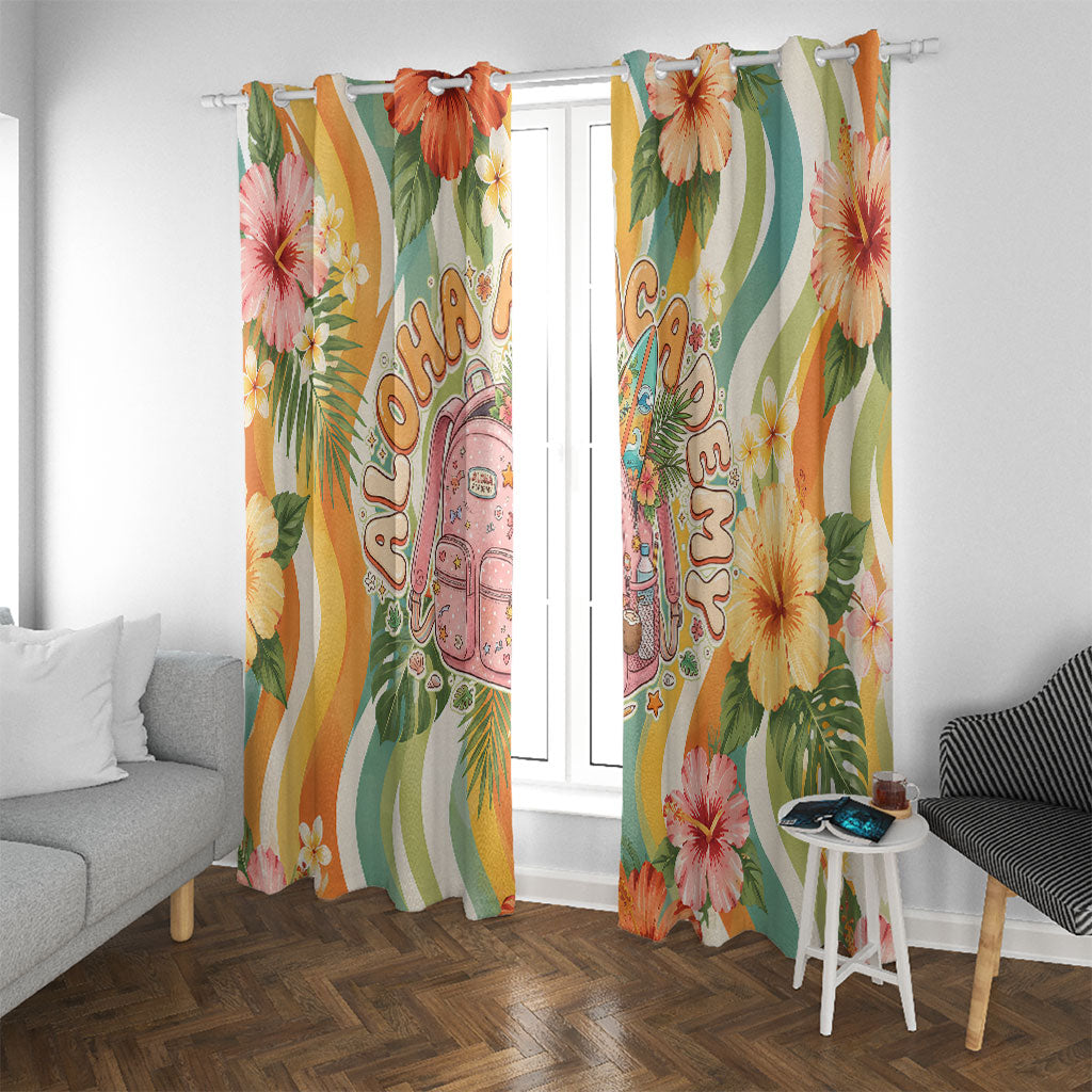 Hawaii Aloha Academy Back To School Window Curtain Sea Turtle Tropical Hibiscus Flowers Retro Psychedelic TS04 With Grommets Orange Green - Polynesian Pride