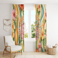 Hawaii Aloha Academy Back To School Window Curtain Sea Turtle Tropical Hibiscus Flowers Retro Psychedelic TS04 - Polynesian Pride