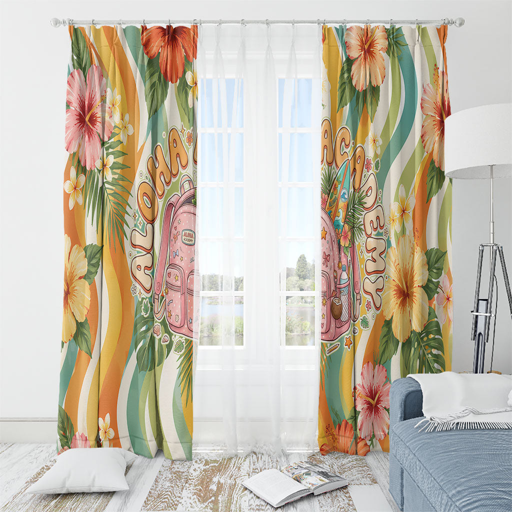 Hawaii Aloha Academy Back To School Window Curtain Sea Turtle Tropical Hibiscus Flowers Retro Psychedelic TS04 - Polynesian Pride