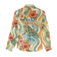 Hawaii Aloha Academy Back To School Women Casual Shirt Sea Turtle Tropical Hibiscus Flowers Retro Psychedelic TS04 - Polynesian Pride
