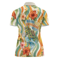 Hawaii Aloha Academy Back To School Women Polo Shirt Sea Turtle Tropical Hibiscus Flowers Retro Psychedelic TS04 - Polynesian Pride