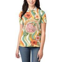 Hawaii Aloha Academy Back To School Women Polo Shirt Sea Turtle Tropical Hibiscus Flowers Retro Psychedelic TS04 - Polynesian Pride
