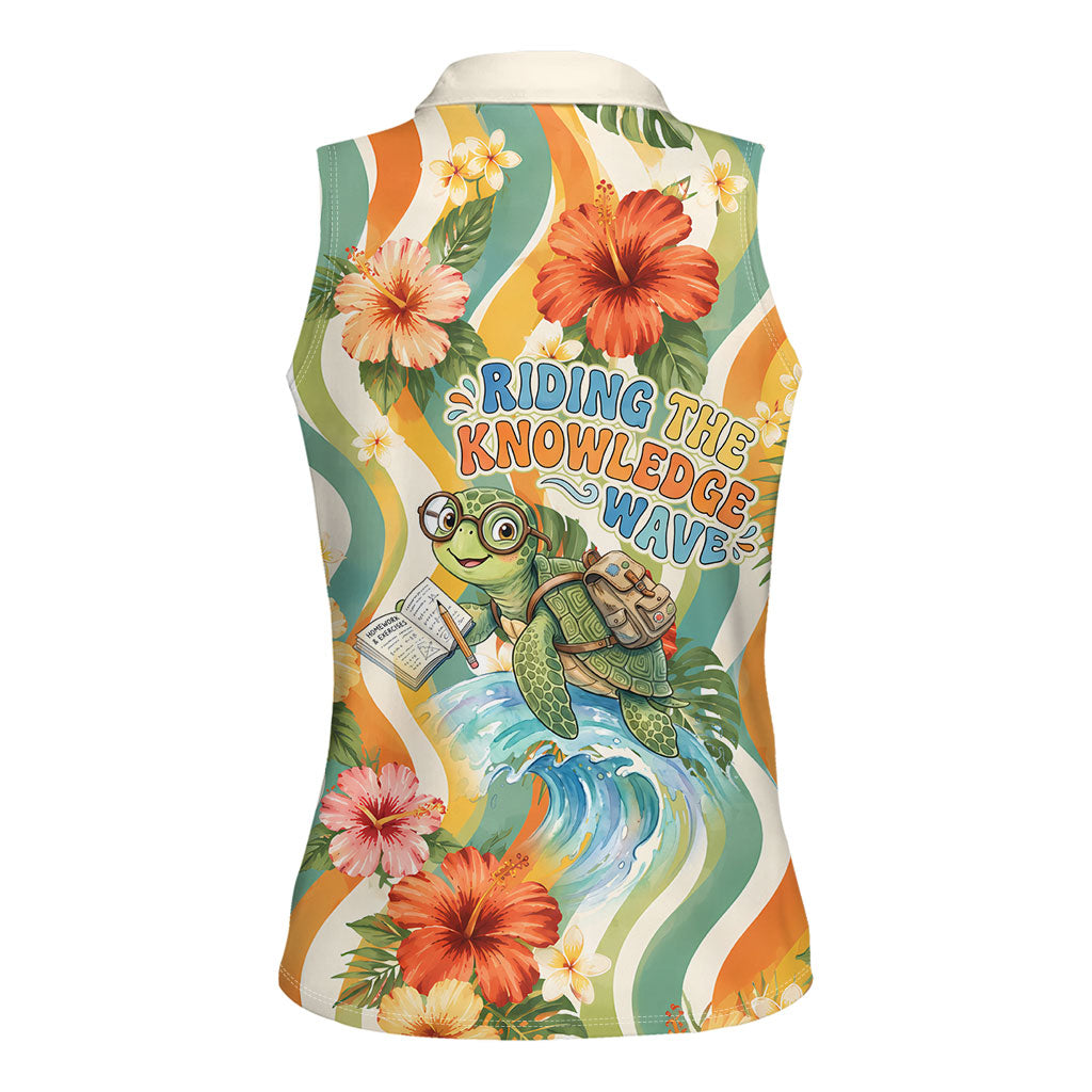 Hawaii Aloha Academy Back To School Women Sleeveless Polo Shirt Sea Turtle Tropical Hibiscus Flowers Retro Psychedelic TS04 - Polynesian Pride