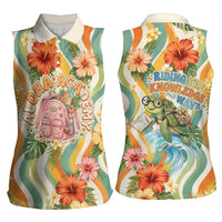 Hawaii Aloha Academy Back To School Women Sleeveless Polo Shirt Sea Turtle Tropical Hibiscus Flowers Retro Psychedelic TS04 - Polynesian Pride