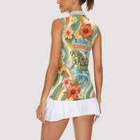Hawaii Aloha Academy Back To School Women Sleeveless Polo Shirt Sea Turtle Tropical Hibiscus Flowers Retro Psychedelic TS04 - Polynesian Pride