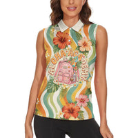 Hawaii Aloha Academy Back To School Women Sleeveless Polo Shirt Sea Turtle Tropical Hibiscus Flowers Retro Psychedelic TS04 - Polynesian Pride